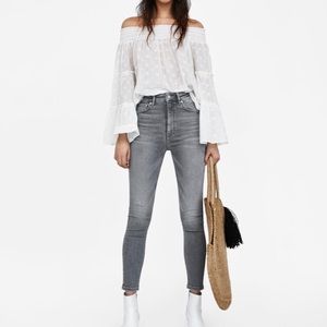 Light gray high waisted jeans